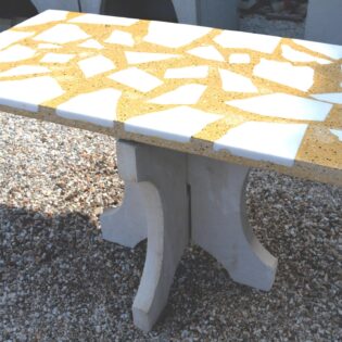 Μωσαϊκό Τραπέζι τετράγωνο Κίτρινο-Λευκό|||