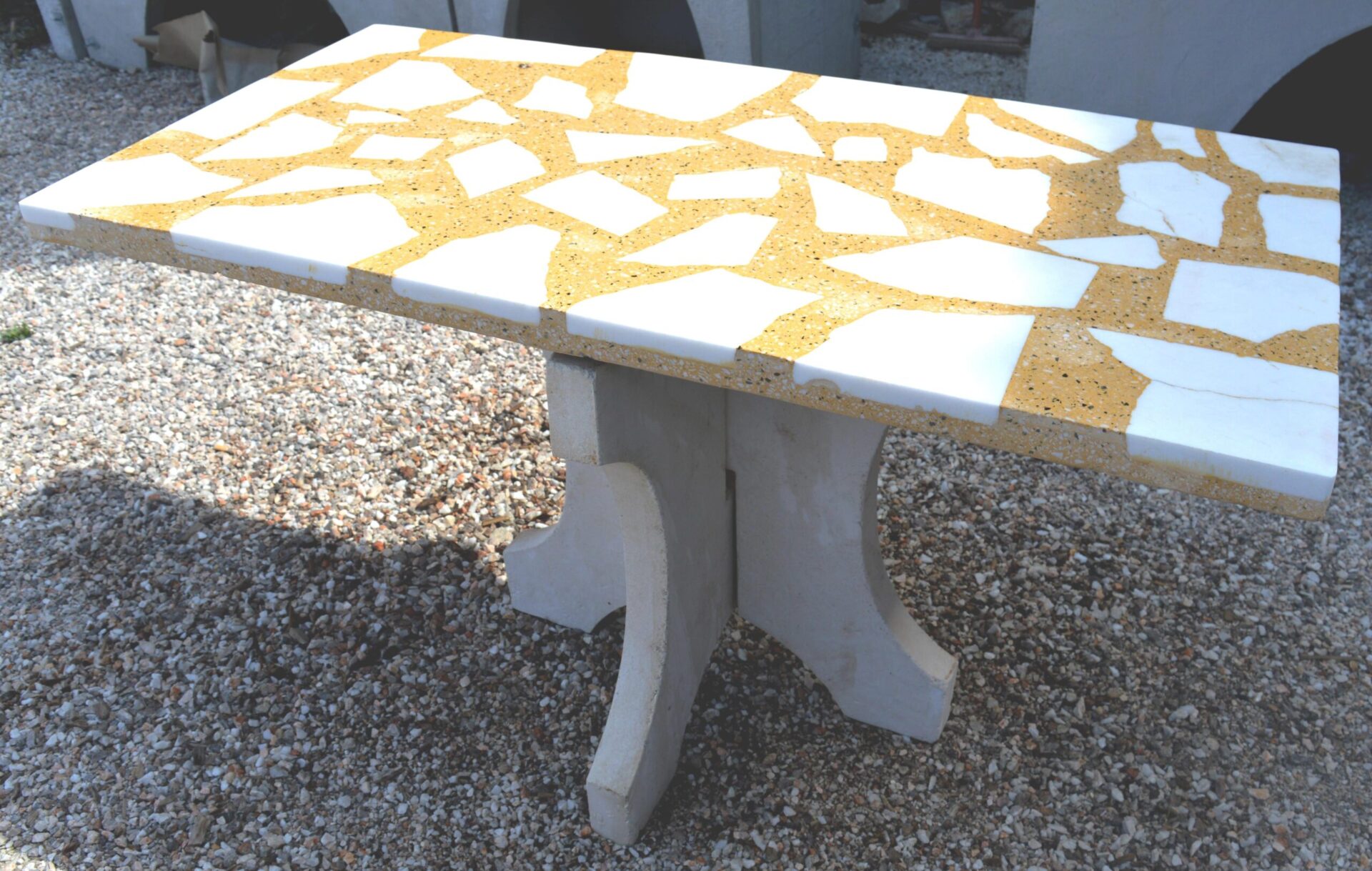Μωσαϊκό Τραπέζι τετράγωνο Κίτρινο-Λευκό